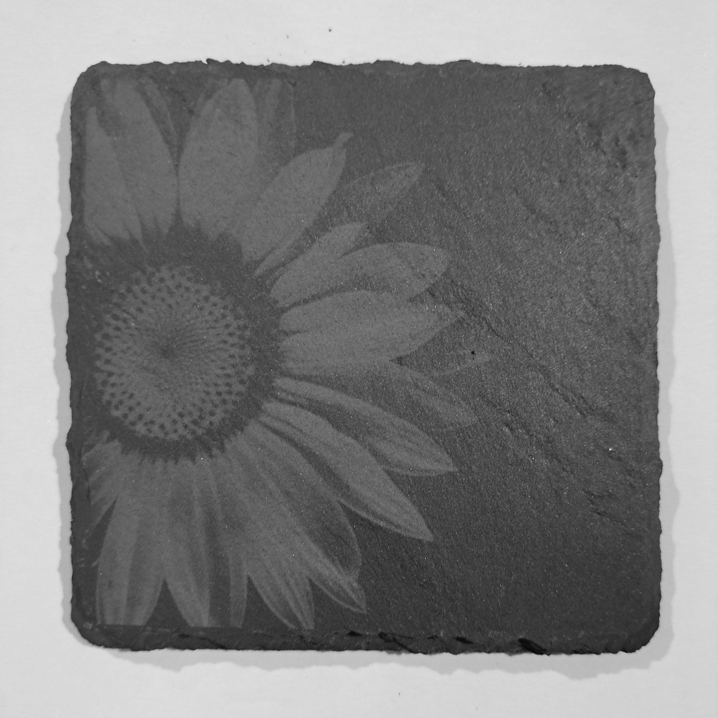 Laser engraved sunflower slate coasters