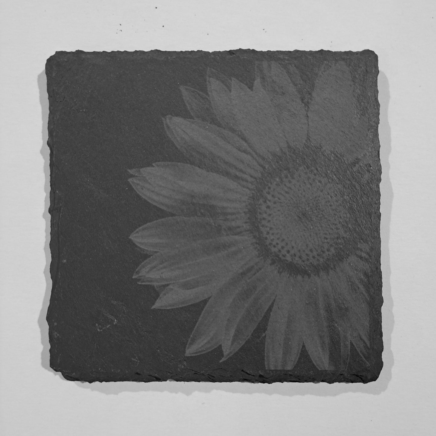 Laser engraved sunflower slate coasters