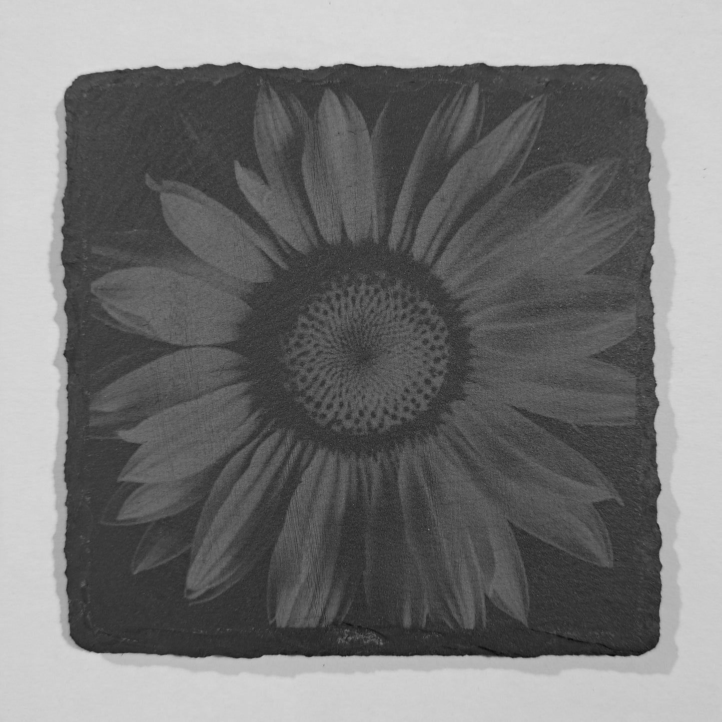 Laser engraved sunflower slate coasters